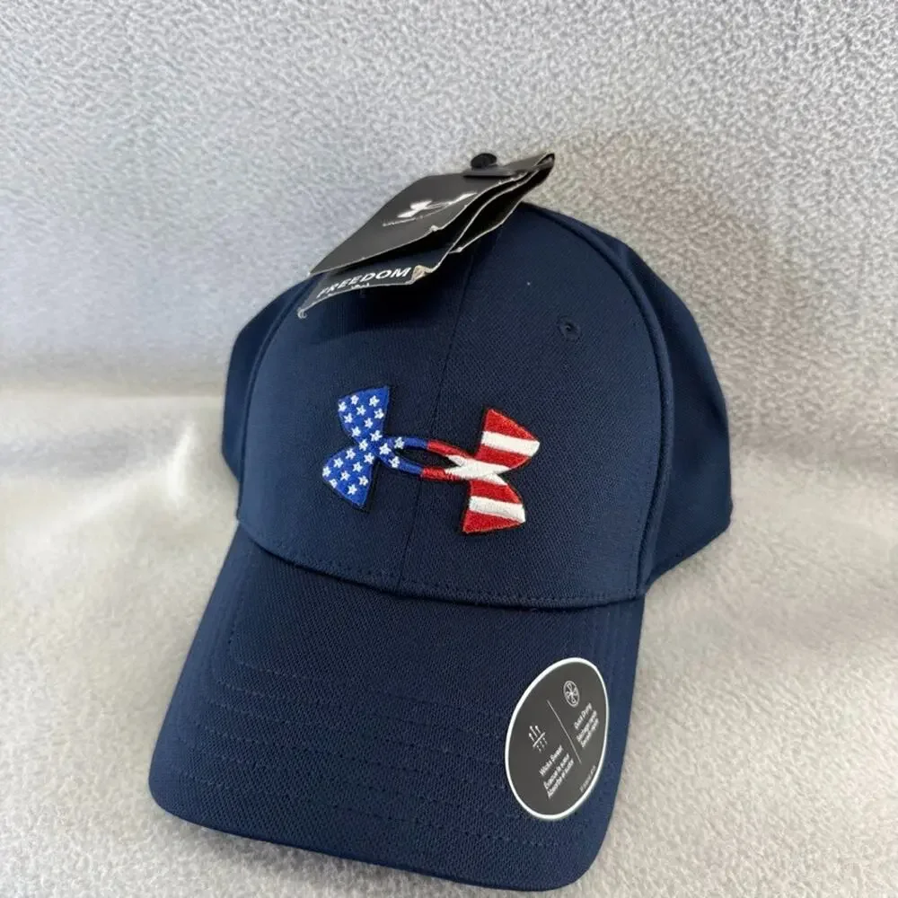 Under Armour Hat men's Medium Large Blue Freedom American Flag Embroidered NEW